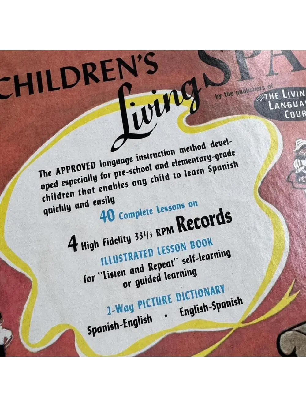 Vintage Children's Living Spanish 40 Lesson Set. Books Records 1958 Educational